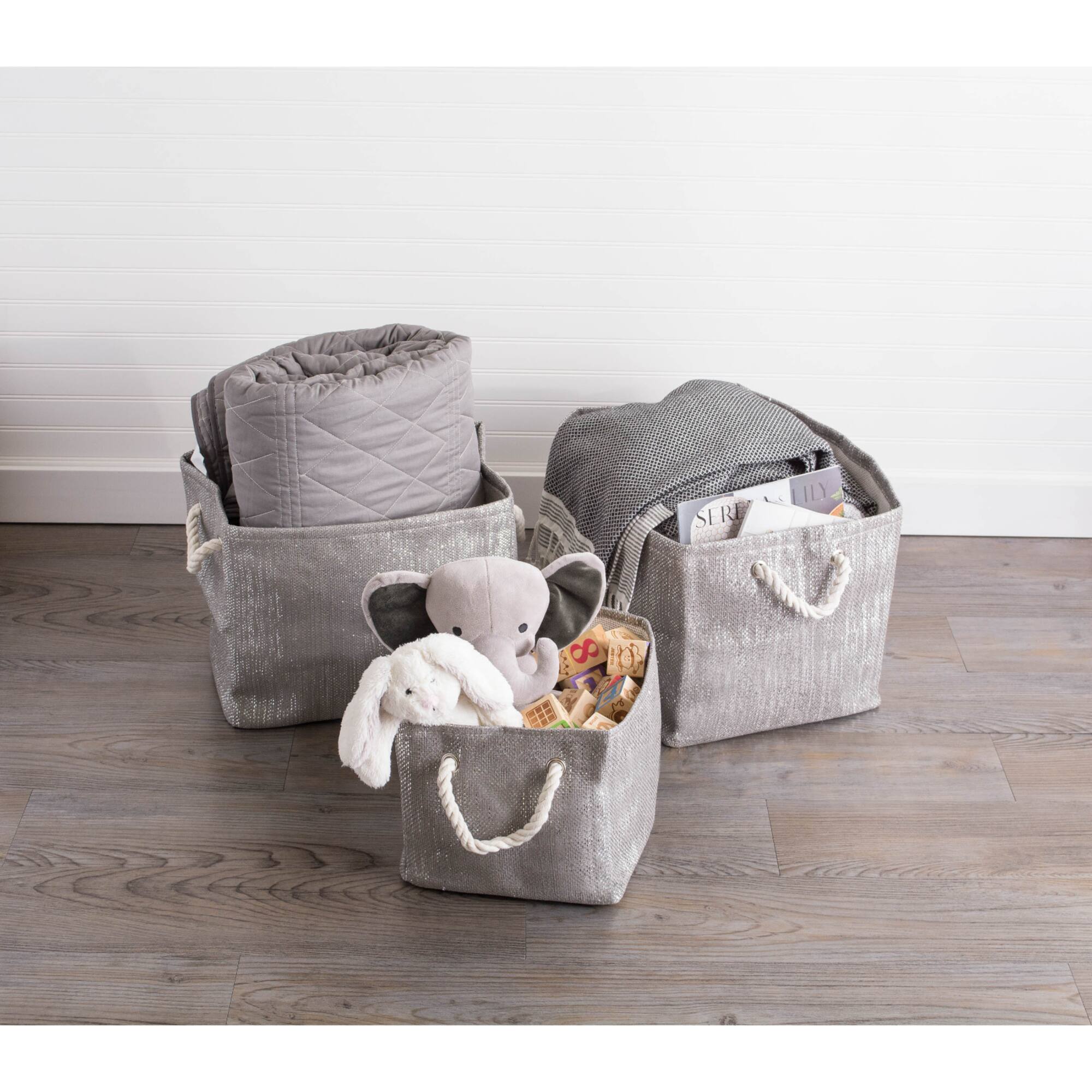 DII® 9" Lurex Gray & Silver Rectangle Paper Bin